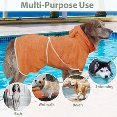 HhiMyOct dog bathrobe neck drawstring shown for adjustable fastening.