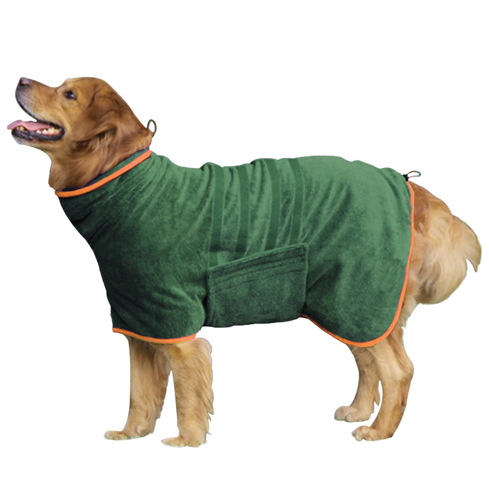 HhiMyOct dog drying robe shown from the front.