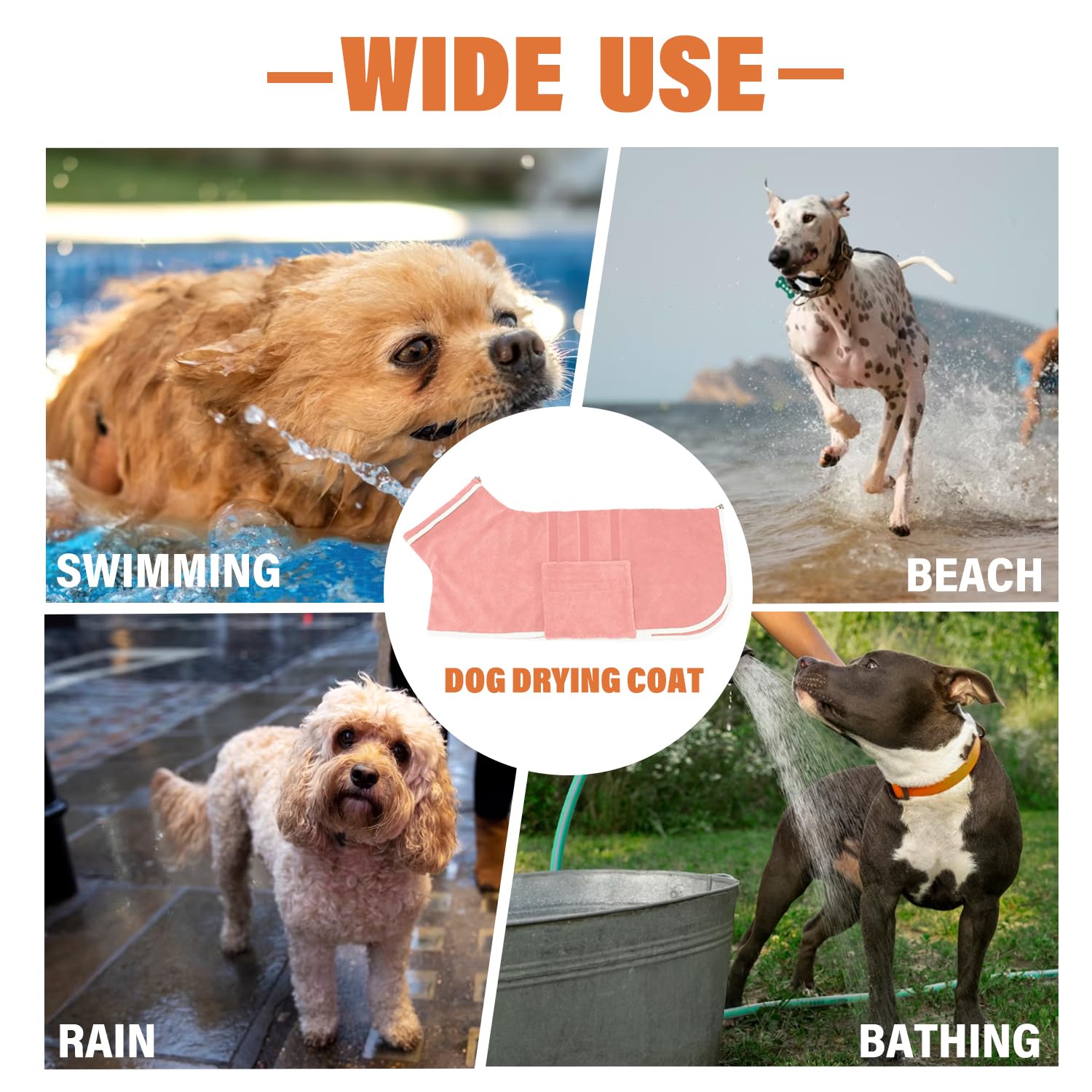 HhiMyOct dog drying robe microfiber fabric close-up.