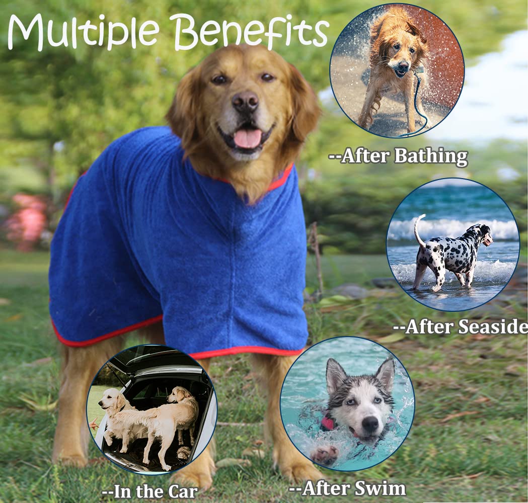 HhiMyOct dog drying robe microfiber fabric shown in close-up.