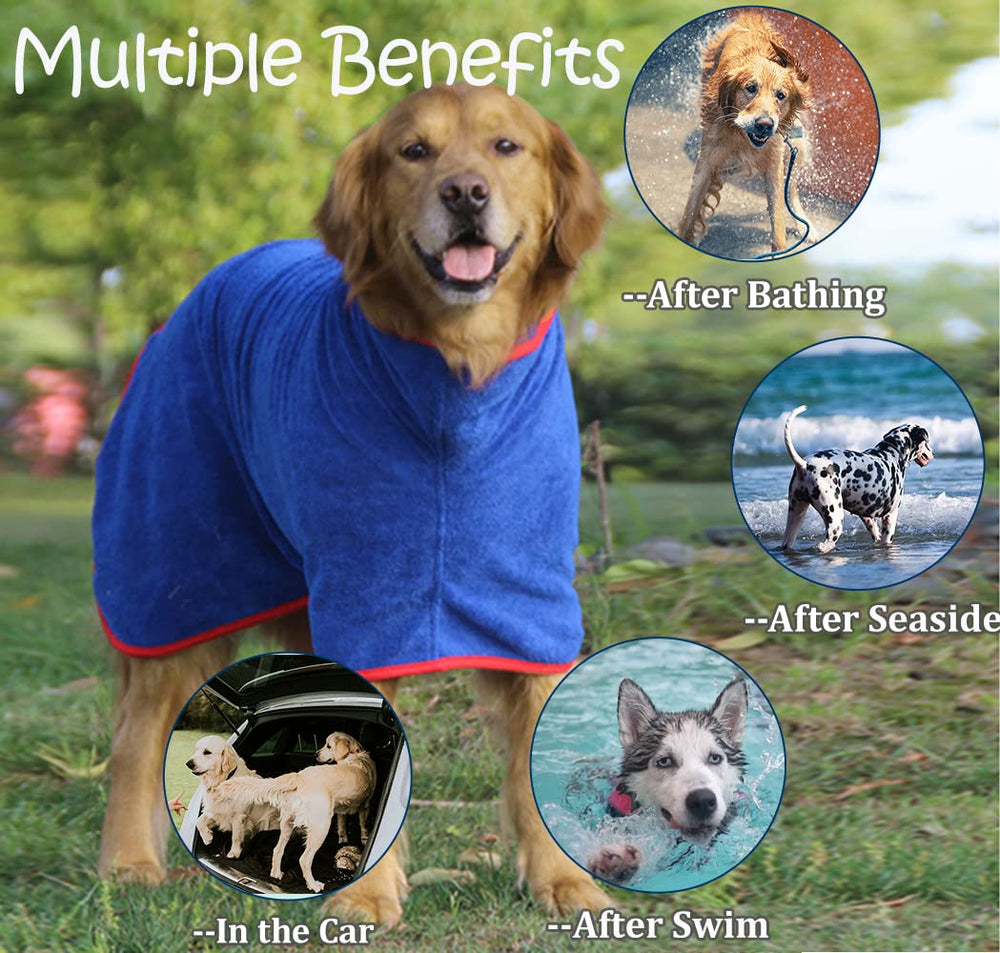 HhiMyOct dog drying robe microfiber fabric shown in close-up.