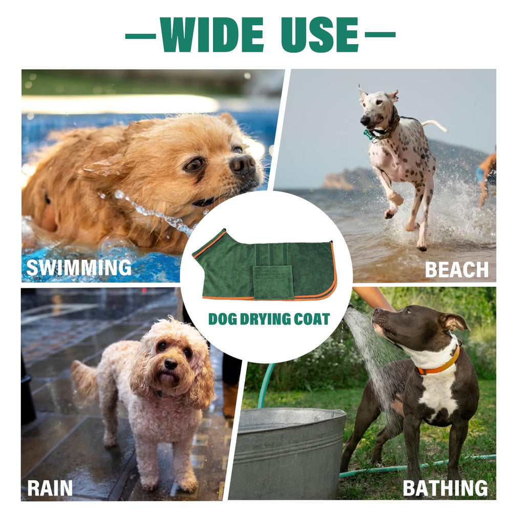 HhiMyOct dog drying robe being worn by a pet after getting wet.