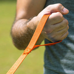 Hi Kiss dog training leash shown in orange.