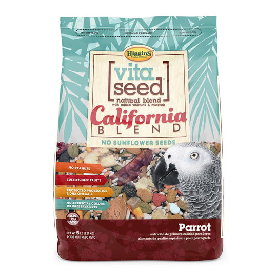 Higgins Bird Food Formula shown from the front of its package.