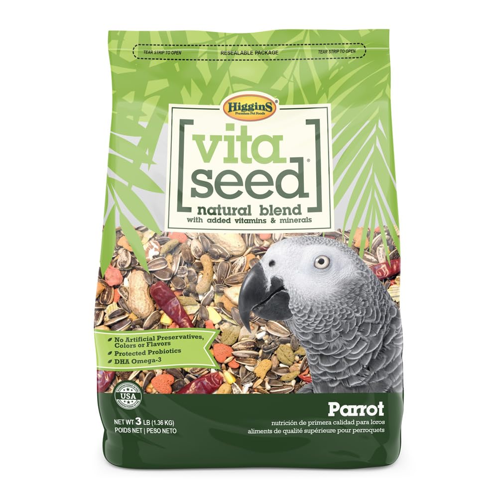 Higgins Vita Seed Parrot product front showing the parrot seed food.