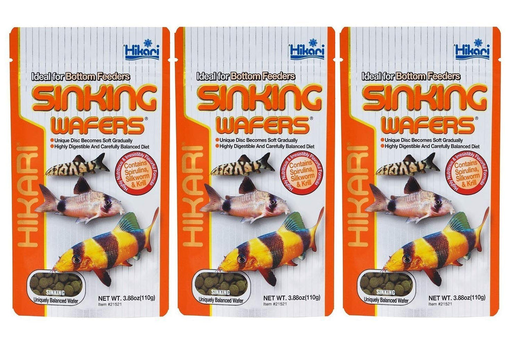 Hikari Tropical Sinking Wafers fish food shown from the front of the package.
