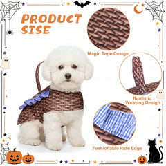 Hillban dog basket costume detail showing the blue gingham frilled trim.