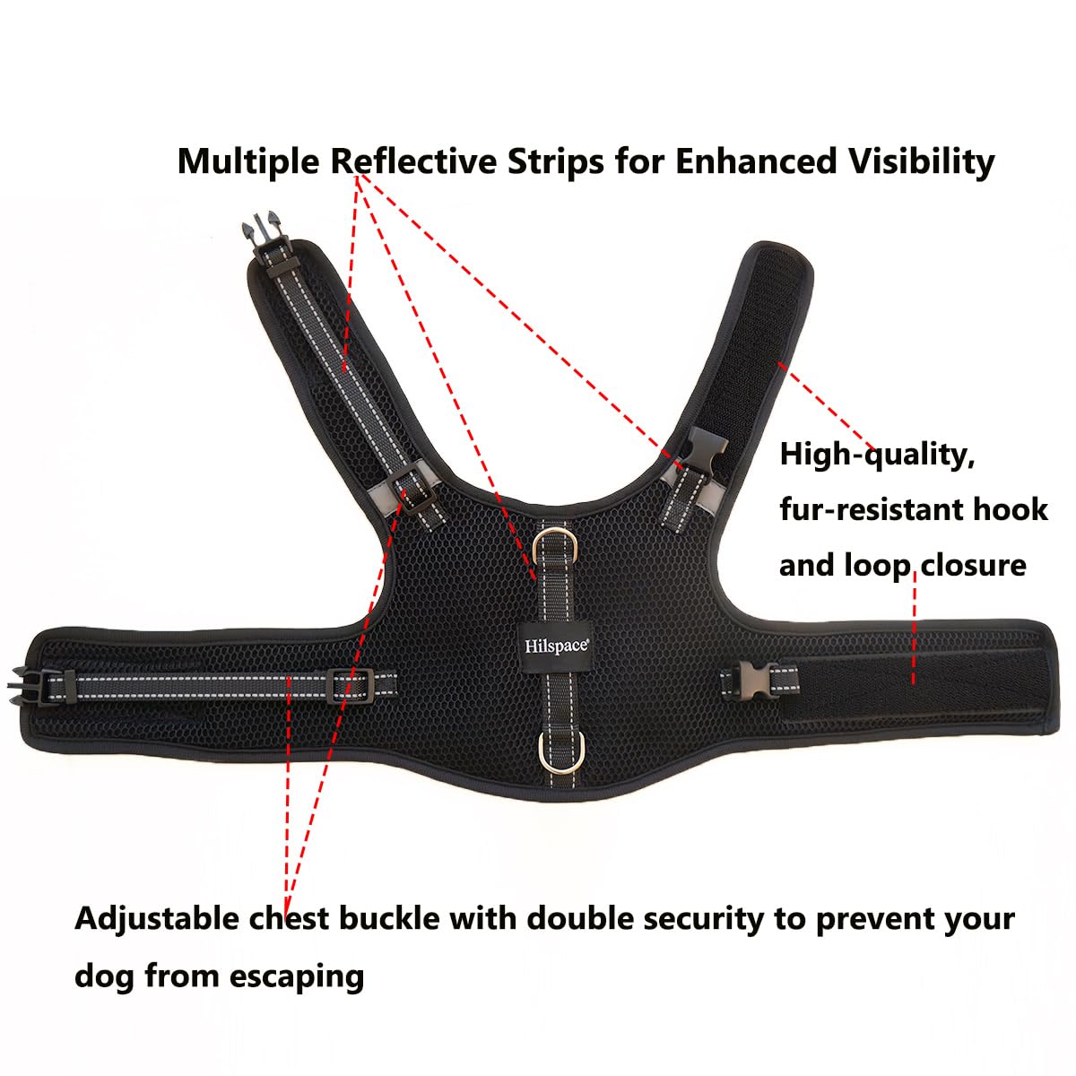 Hilspace dachshund harness shown from the side to show its vest shape.