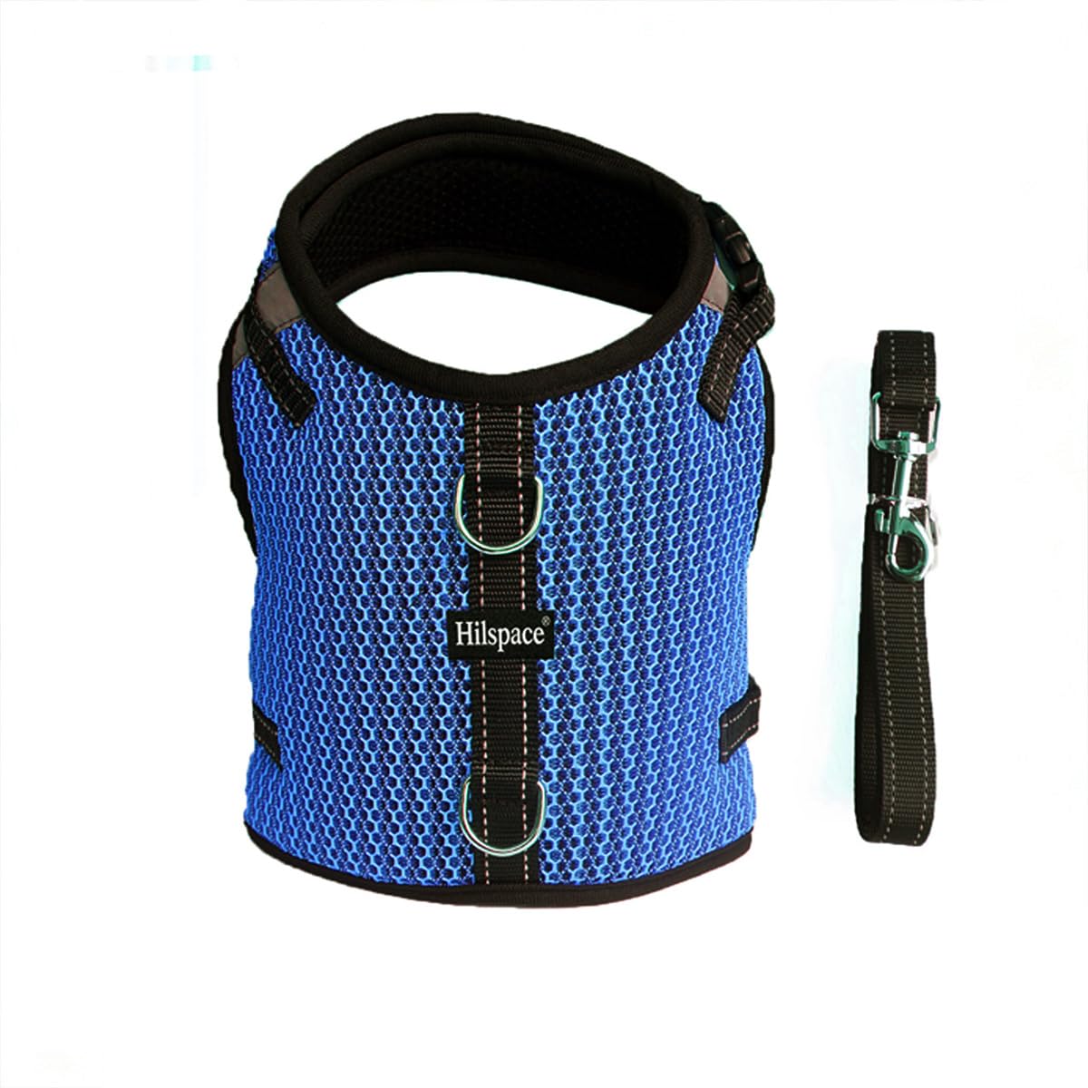 Hilspace Dachshund harness vest close-up of its reflective details.