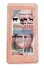 Himalayan Secrets Apple Flavor Salt Lick Brick showing its smooth surface and rounded edge.