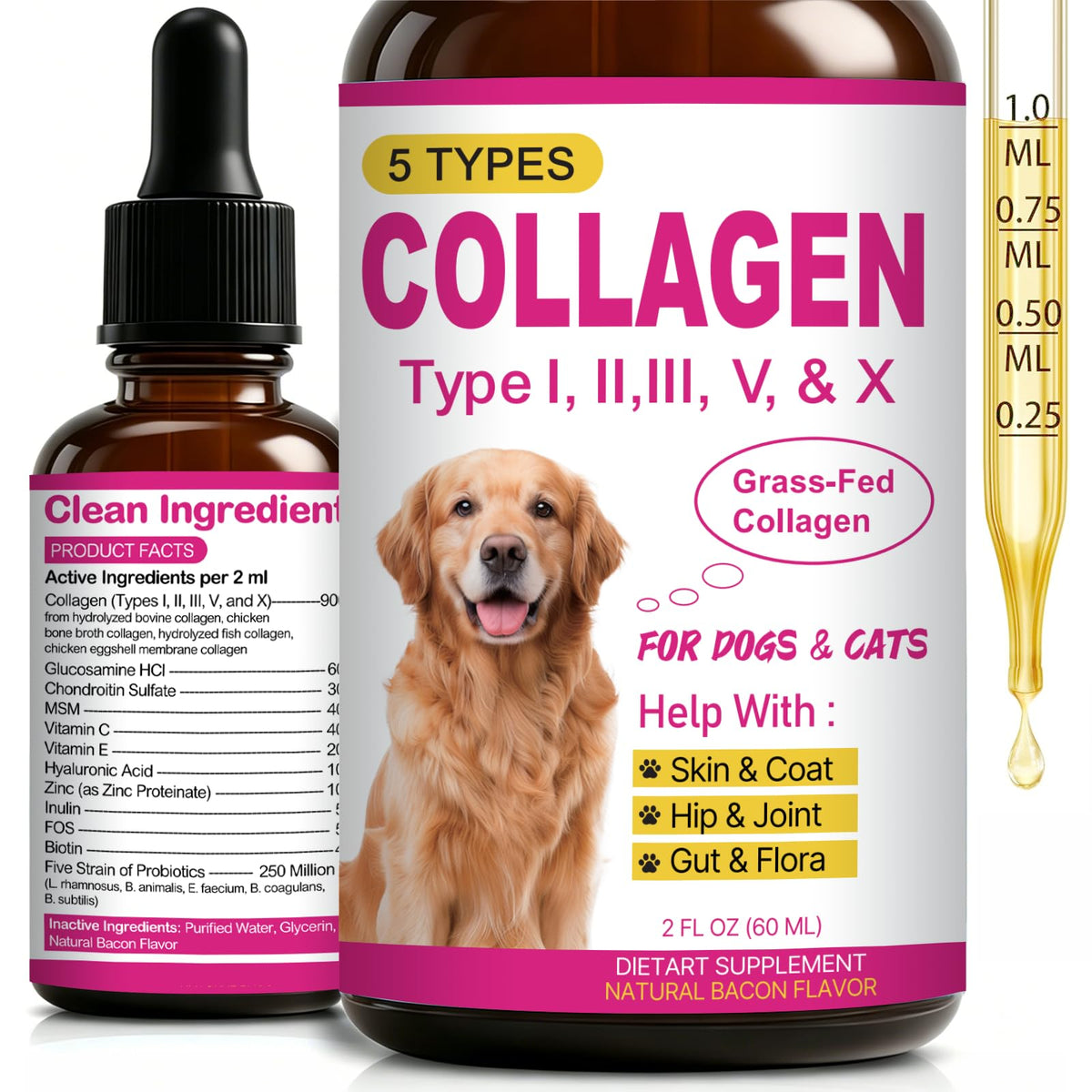 HIQUAY liquid collagen for dogs and cats shown as a front product view.
