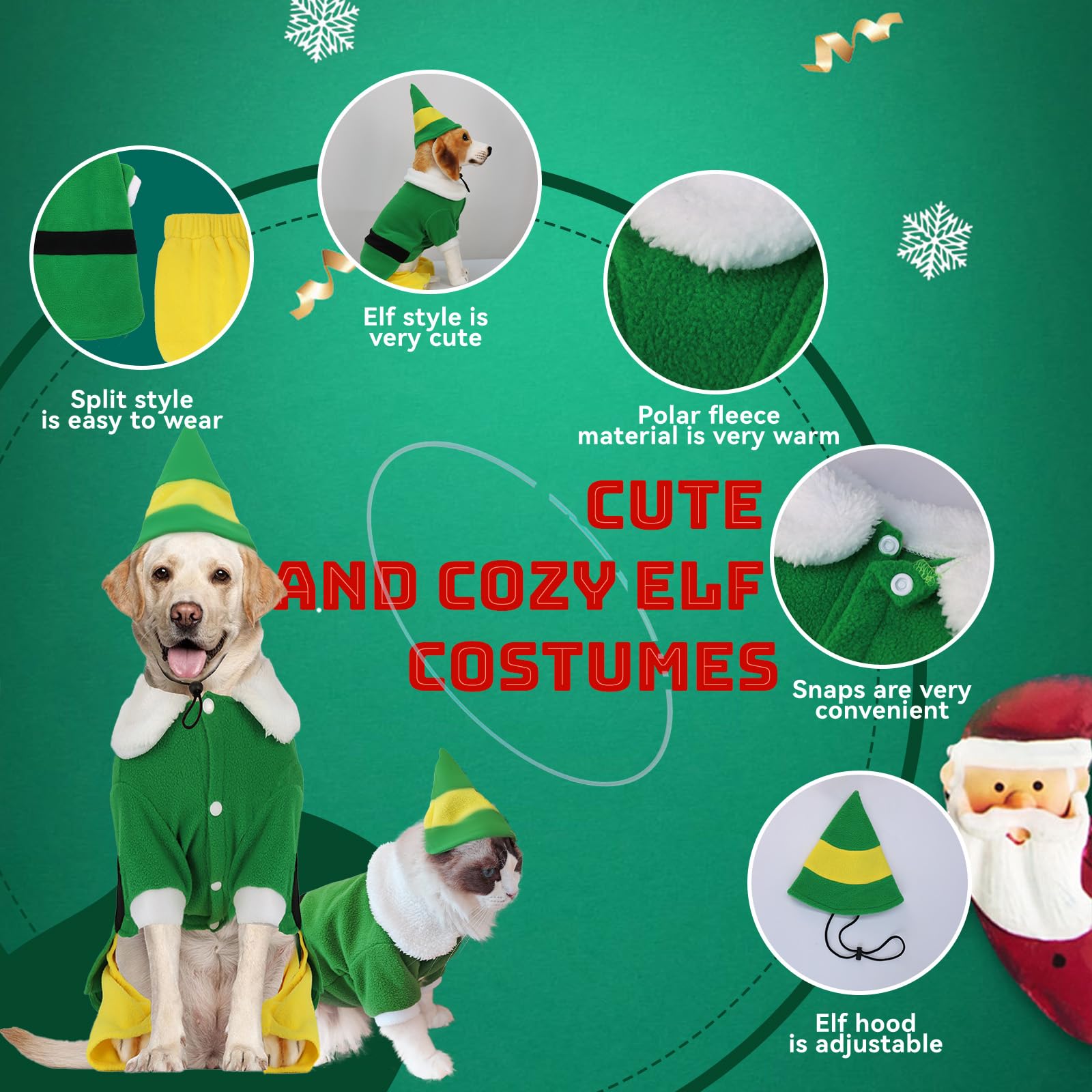 Hladce dog elf costume detail showing the adjustable elf hat.