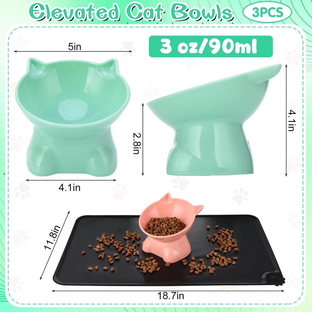 Hoemwarm elevated cat bowl set shown with its bowls and silicone mat.