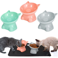 Hoemwarm elevated cat bowl shown from the side to highlight its tilted profile.