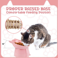 Hoemwarm raised cat bowl viewed from the side to show its tilted profile.
