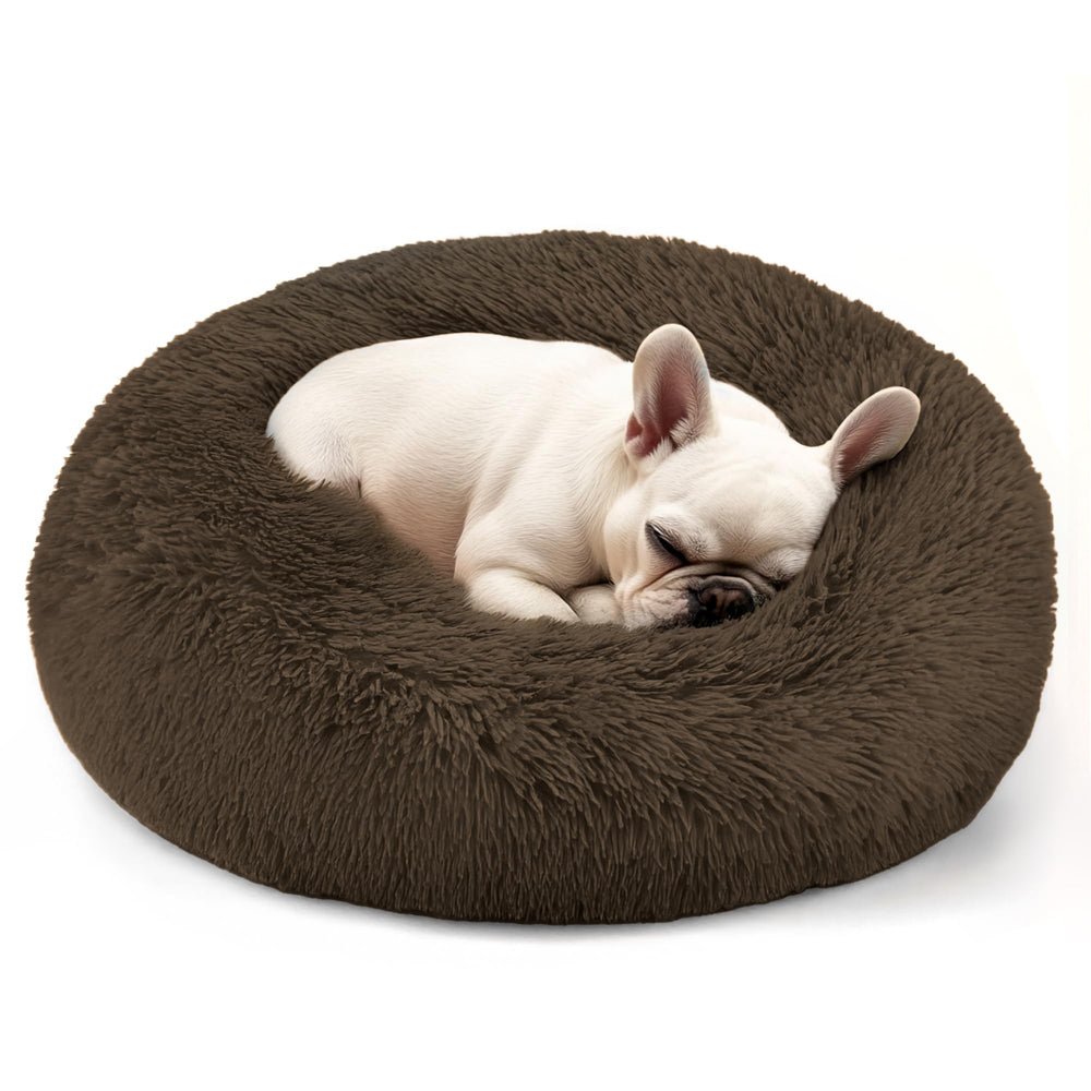 Hoewina cat bed shown from the front in coffee color.