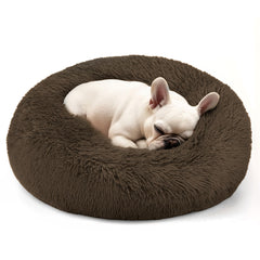 Hoewina cat bed shown from the front in coffee color.
