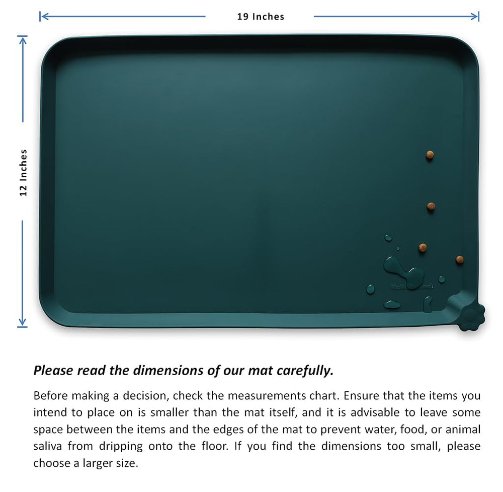 Hoki Found Silicone Pet Food Mat shown from an alternate flexible angle.