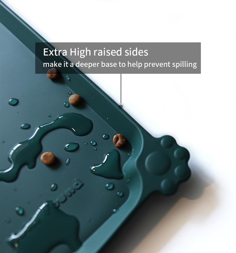 Hoki Found Silicone Pet Food Mat showing its raised outer edge.