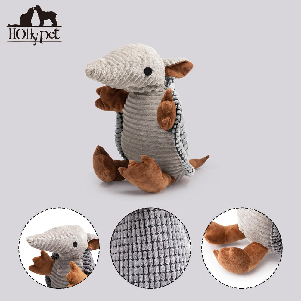 Hollypet Armadillo Squeaky Dog Toy with its distinctive grunt feature.