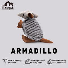 Hollypet Armadillo Squeaky Dog Toy showing its textured surface.