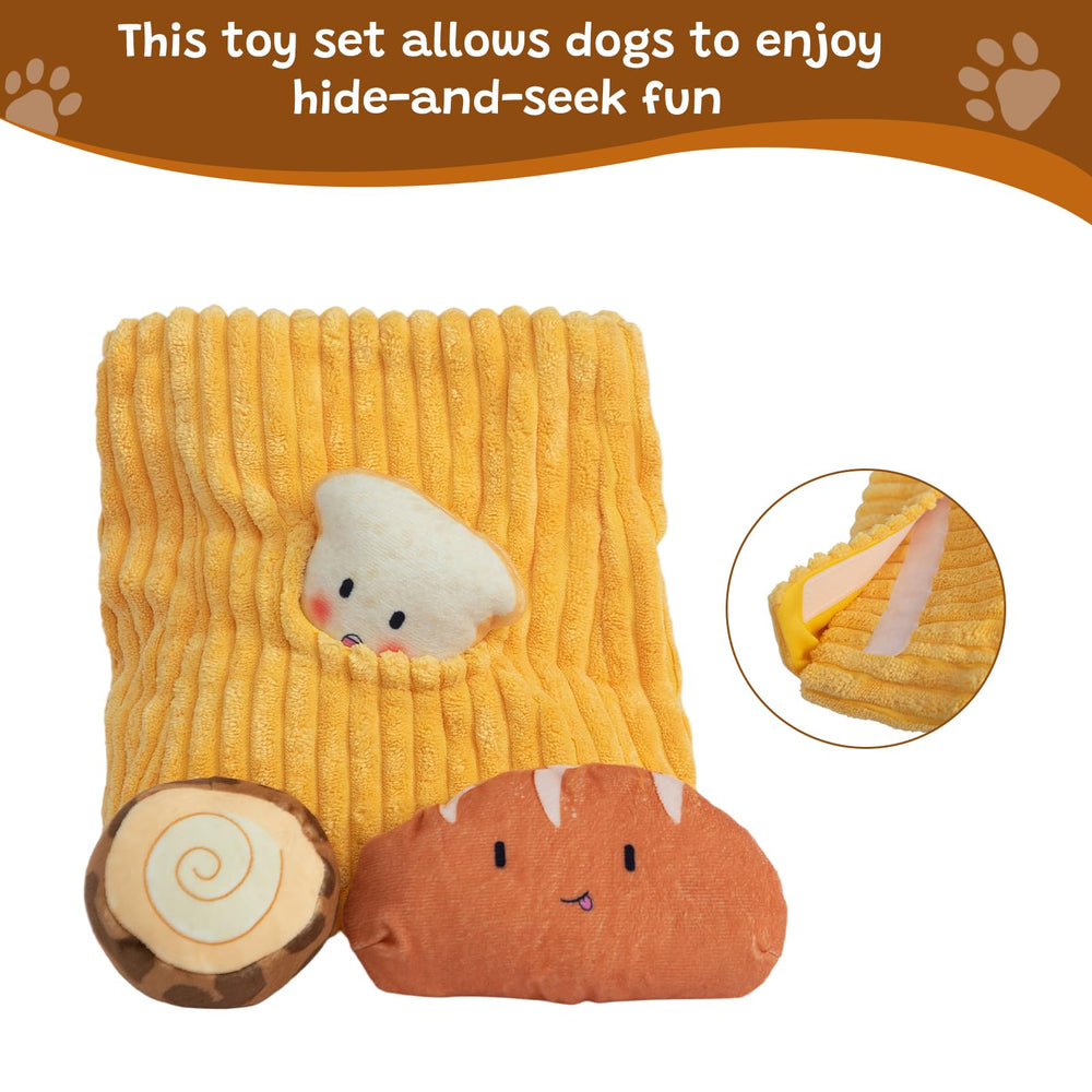 Hollypet Bread dog toy being used for a game of fetch.