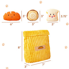 Hollypet Bread dog toy with a small squeaky chew toy.