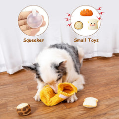 Hollypet Bread dog toy showing its reinforced stitching.