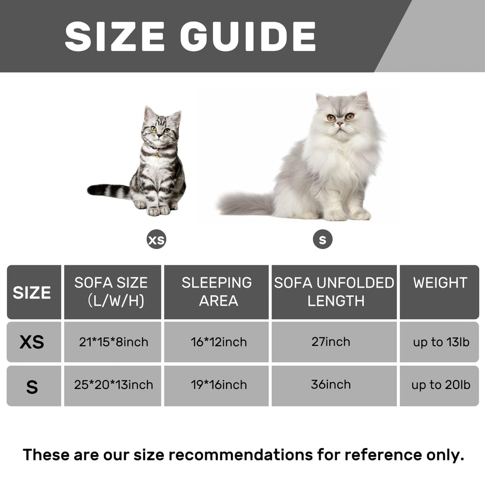 Hollypet cat bed shown in its XS and S size options.
