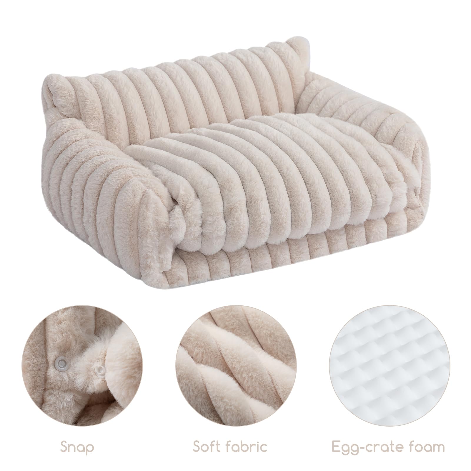 Hollypet cat bed with the PP cotton cushion unfolded to extend the sofa.