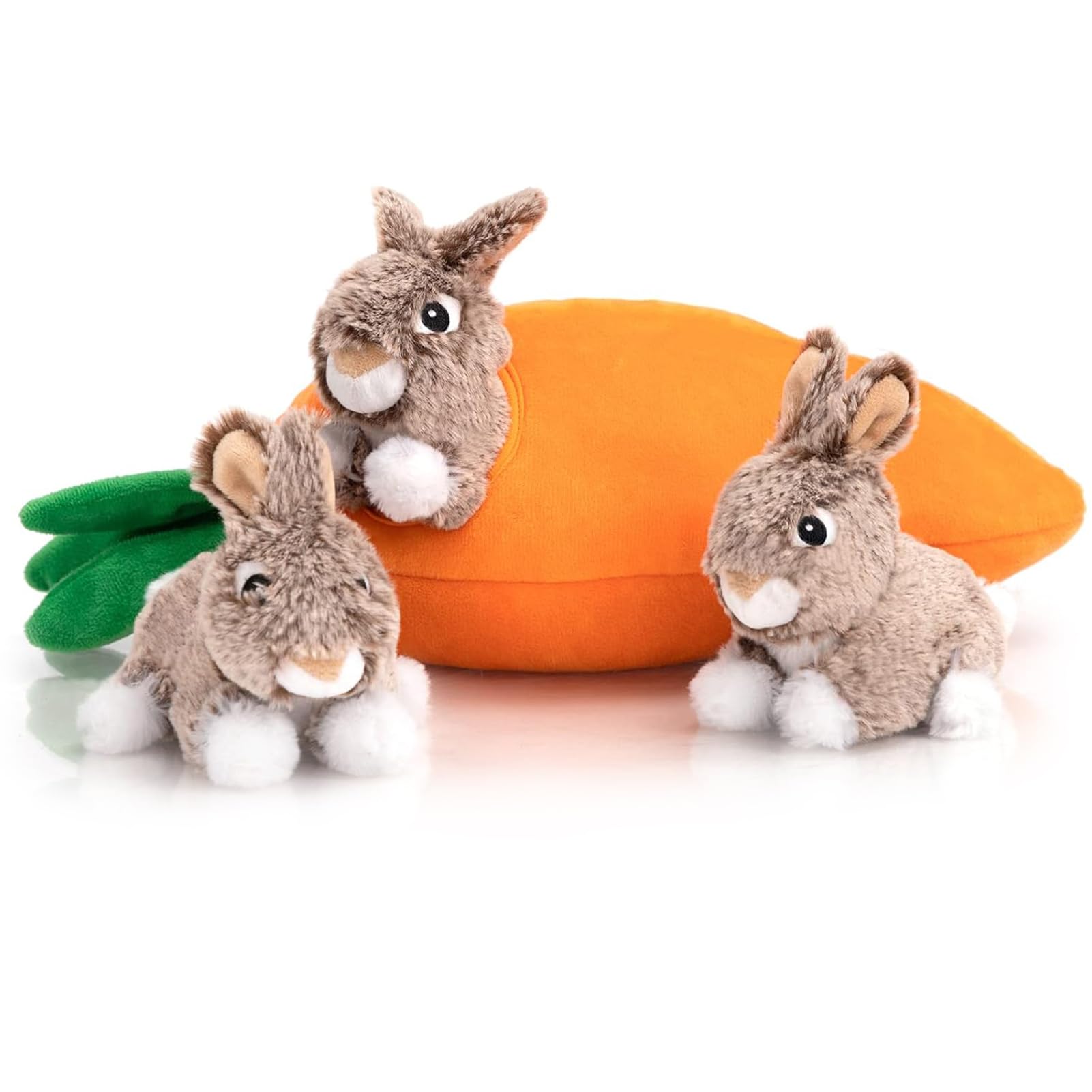 Hollypet Rabbit dog toy shown from the front with its plush rabbit design.