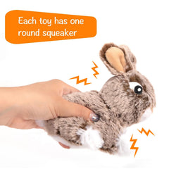 Hollypet Rabbit dog toy close-up showing plush fabric and reinforced stitching.