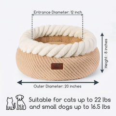 Hollypet round cat bed with its cushion removed from the outer frame.