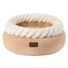 Hollypet round cat bed detail showing the soft plush fabric.