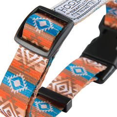 HOOEY Nomad dog collar detail showing its adjustable strap and plastic strap keeper.