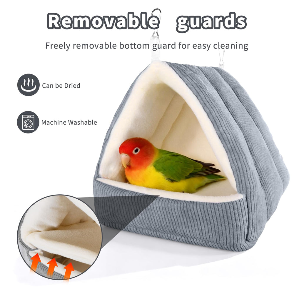 Hoopttay bird bed close-up showing the quilted padded construction.
