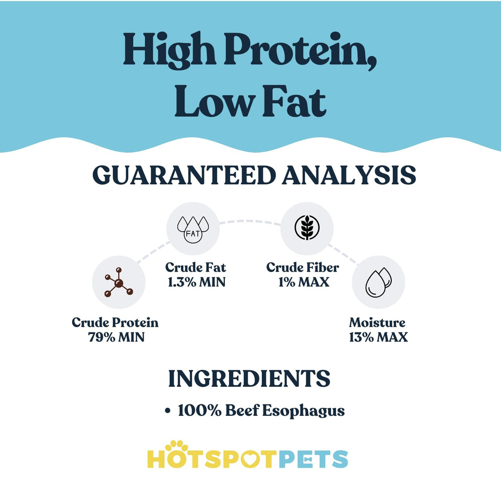A Hotspot Pets Beef Esophagus Dog Treat offered as a reward.