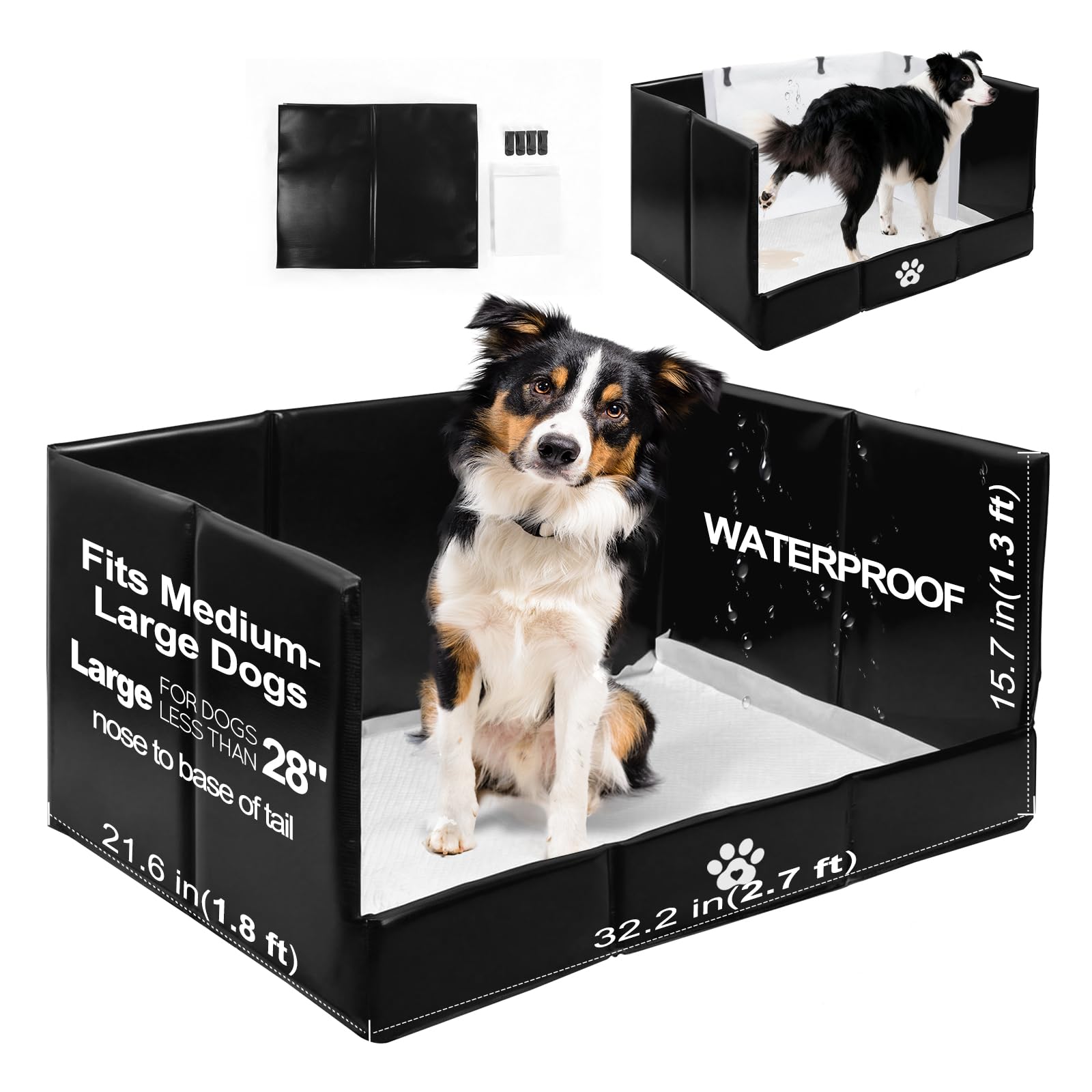 HQ4US 4LEGS dog litter box shown from the front with its high walls.