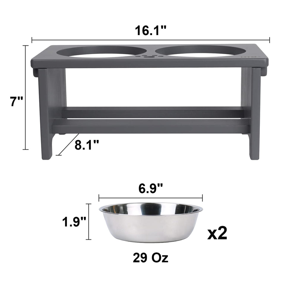 HTB Elevated Dog Bowl Stand shown from a side angle in grey.