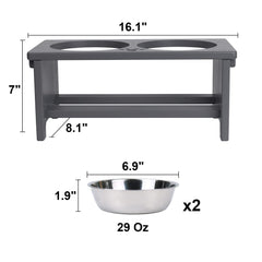 HTB Elevated Dog Bowl Stand shown from a side angle in grey.