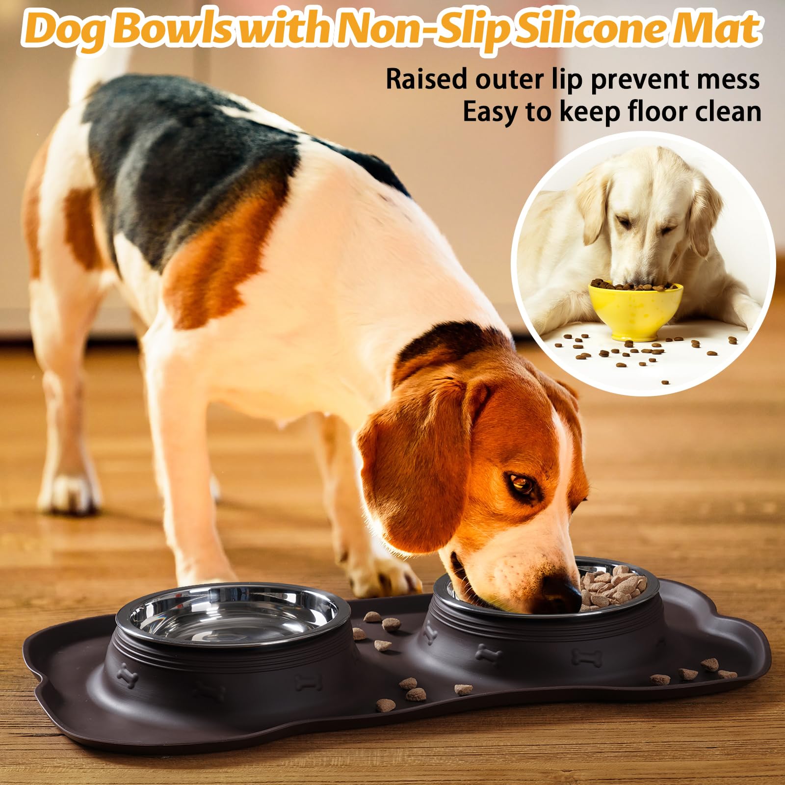 Hubulk dog bowls shown detached from the silicone mat.