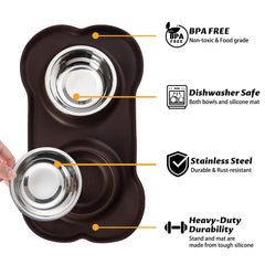 Hubulk dog bowl close-up showing the stainless steel interior.
