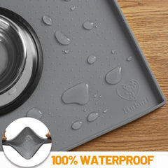 Hubulk dog feeding mat placed beneath a pet food bowl.