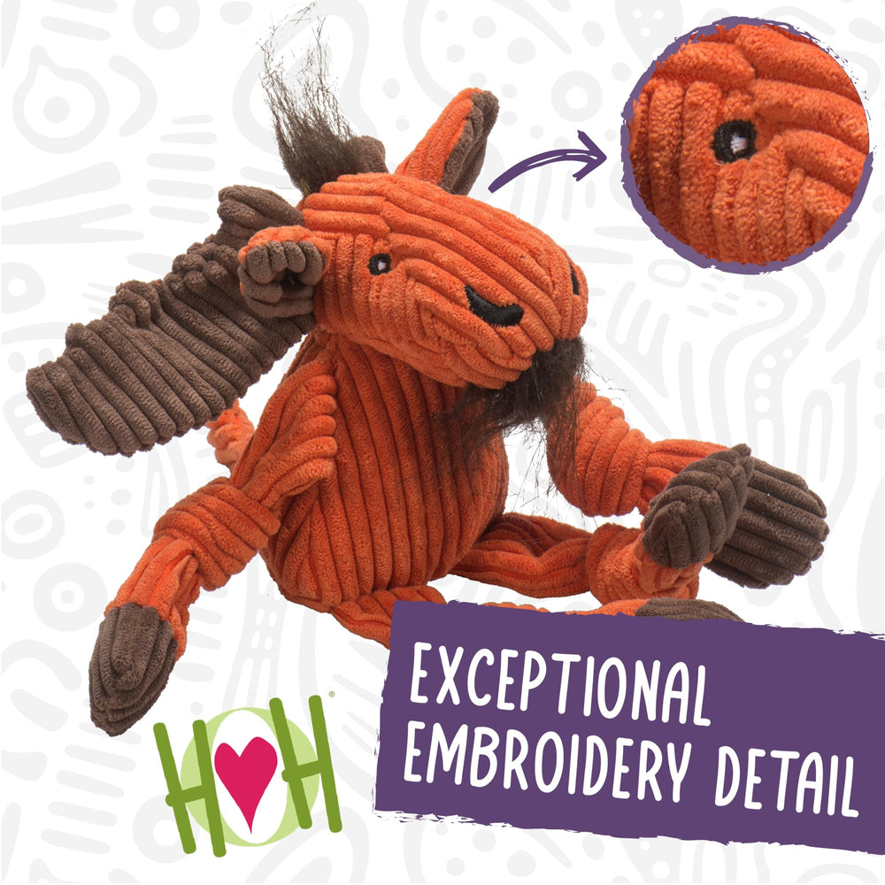 HuggleHounds Giraffe Knottie plush dog toy highlighting its soft exterior.