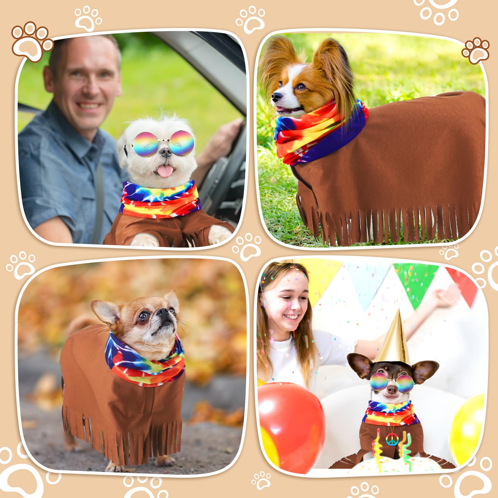 Huhumy hippie costume shown worn by a pet.
