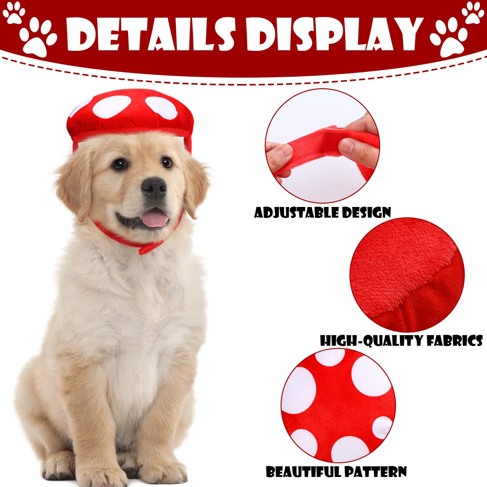 A pet wearing the Huhumy mushroom dog hat as a costume.