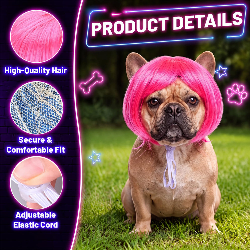 Huhumy pet bob wig showing the elastic strap and buckle.