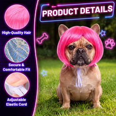Huhumy pet bob wig showing the elastic strap and buckle.