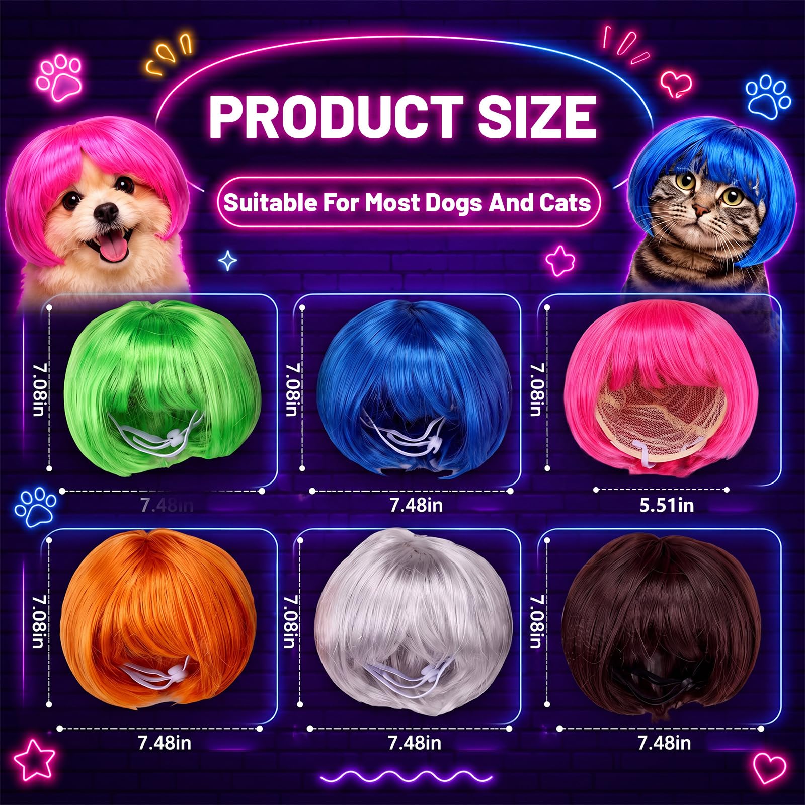 Huhumy pet bob wig showing its mesh cap interior.
