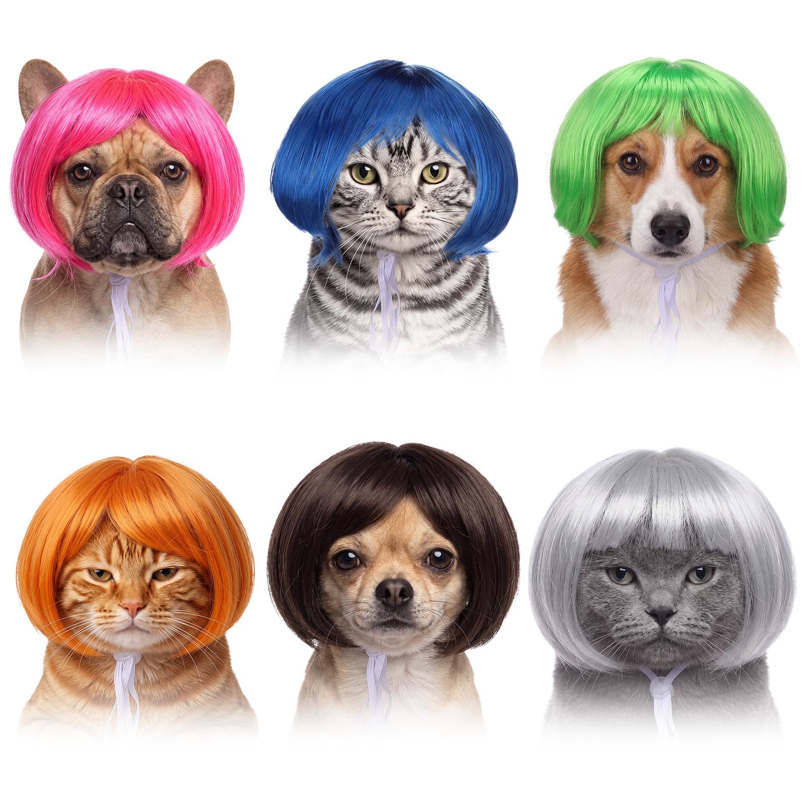 Huhumy pet bob wigs shown from the front.